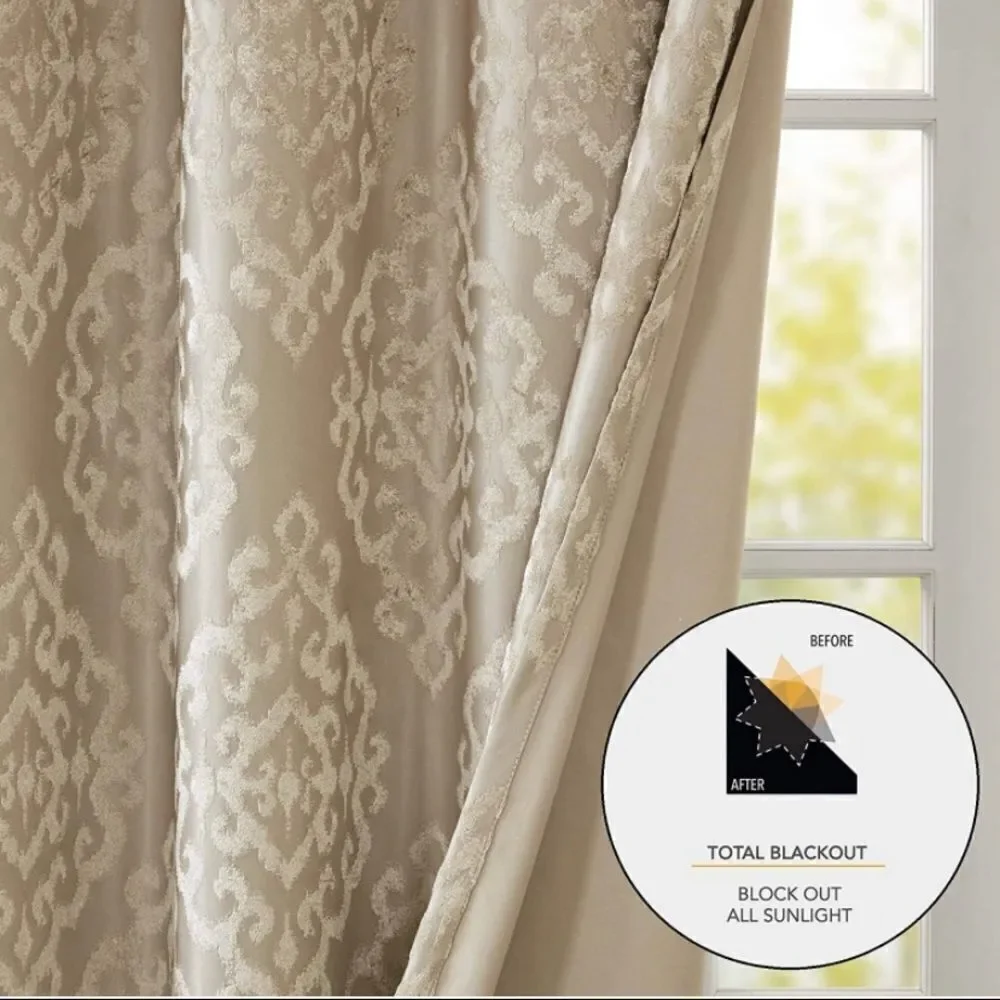 SunSmart Mirage Total‎ Blackout Knitted Jacquard Damask Room Blackout Curtains